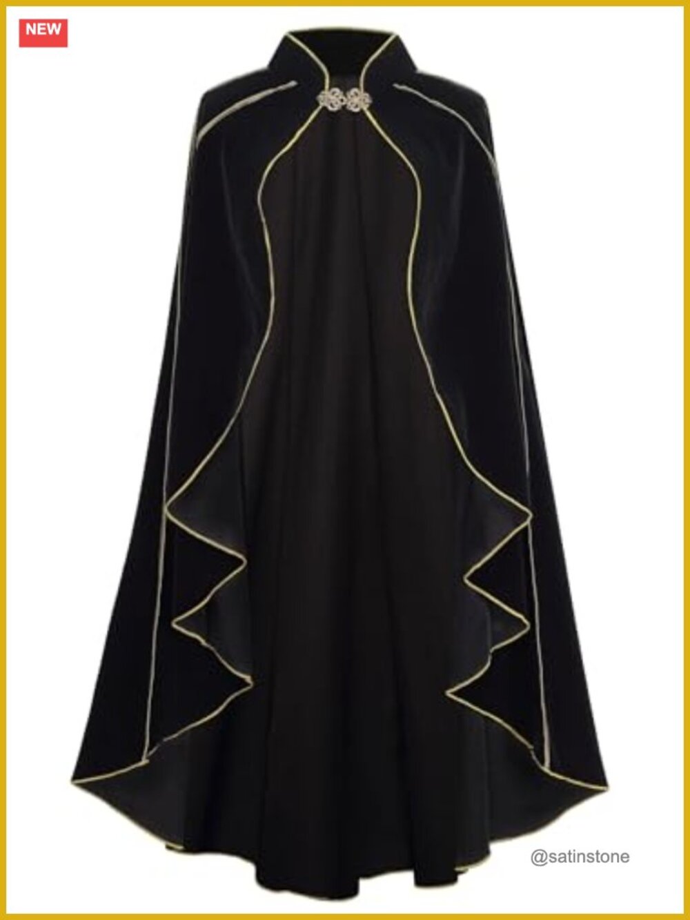 Women Medieval Velvet Cape Cloak Stand Collar Halloween Costume